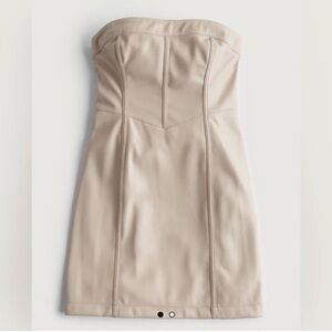 Social Tourist La Ca by Hollister Faux Leather Cream Strapless Dress Small